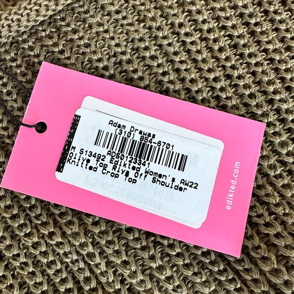 Edikted Riya Off Shoulder Knitted Crop Top in Olive Green - Picture 5 of 8